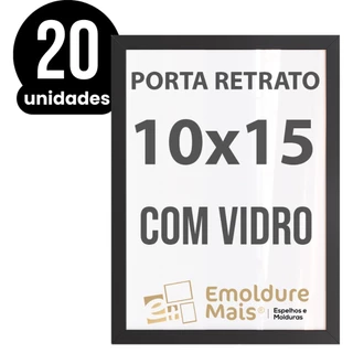 Kit 20 Porta Retrato Moldura de Madeira 10x15 com Vidro Fotos Quadros posição Horizontal e Vertical