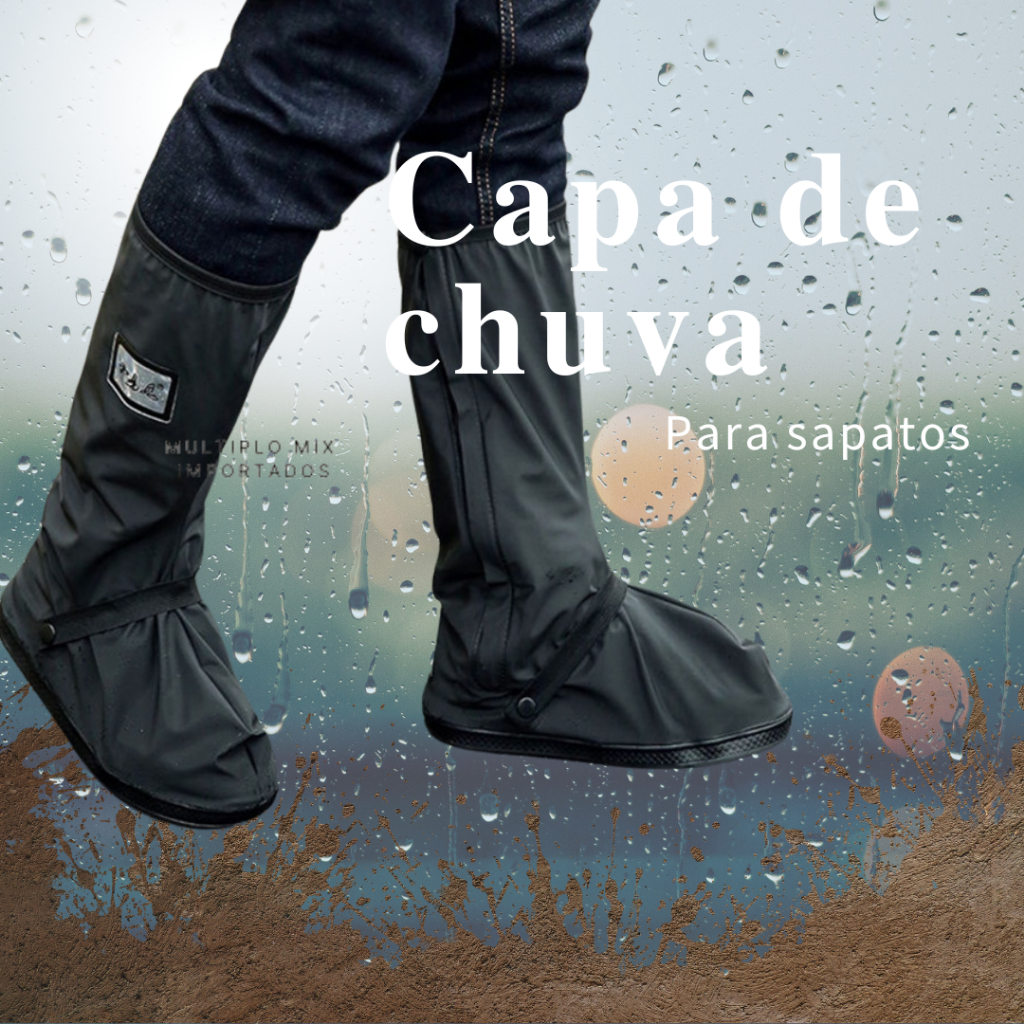 Capa Bota Impermeável Protetor Chuva Calçado Motoboy Com Solado Antiderrapante Motoqueiro