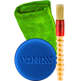 Kit Limpeza Automotiva Pano Toalha Flanela de Microfibra + Pincel Detalhamento + Aplicador de Espuma Vonixx