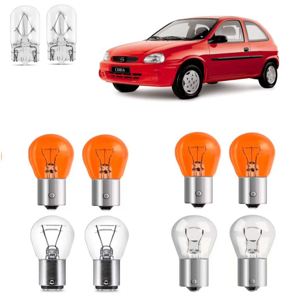Lâmpadas Lanterna Traseira Seta Freio Ré GM Corsa 19994 1995 1996 1997 1998 1999