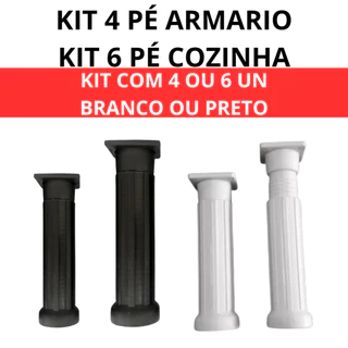 Kit 6 pe plastico para armario de cozinha em geral c/ regulagem pe armario pezinho de plastico