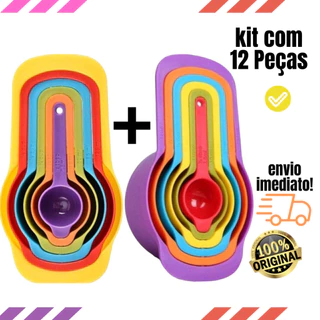 Kit Medidores De Cozinha 12 unidades Medidor De Ingredientes De Plástico