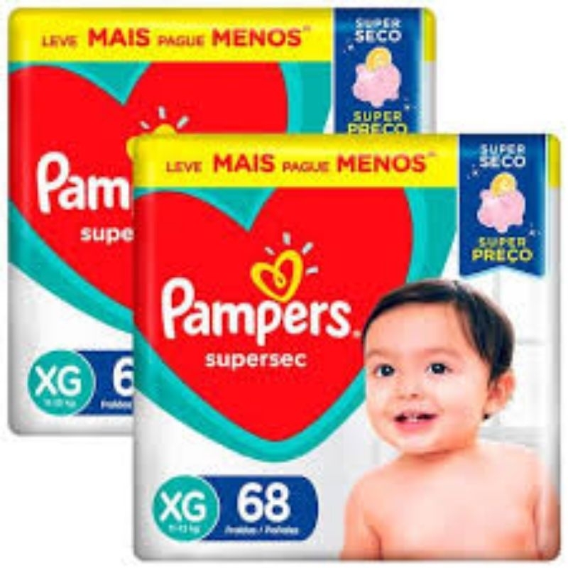 pampers supersec xg 68 unidades, 2 pacotes! | Shopee Brasil
