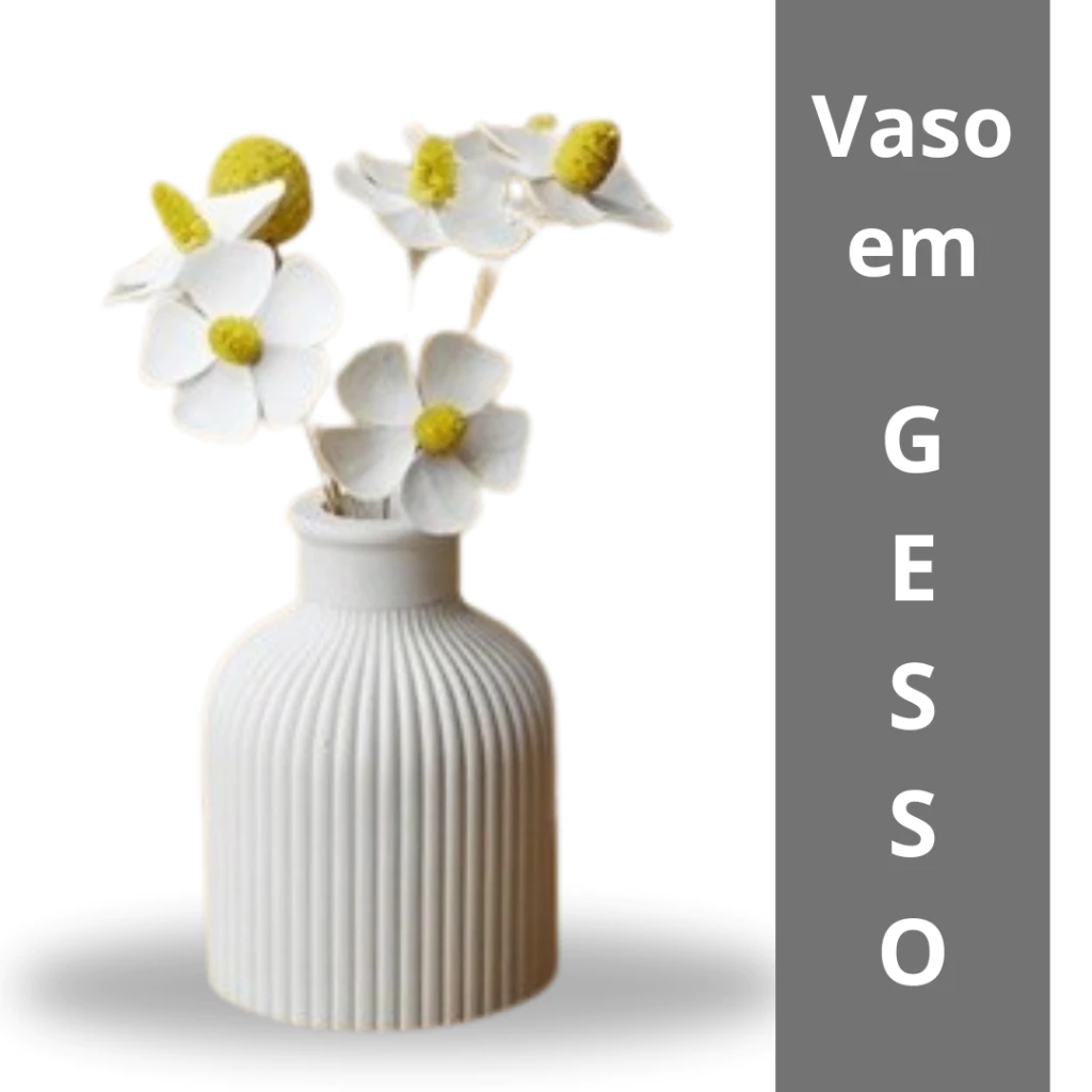 Vaso Decorativo em Gesso Flor Sala Mesa Rack Decoração Pequeno