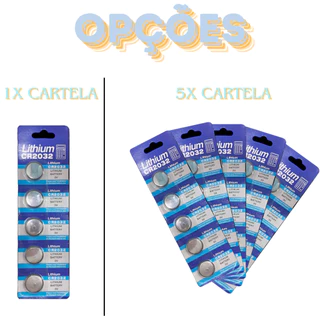 Baterias Pilhas Cr2032 3v - 1 ou 5 Cartelas Atacado 5 Unidade em Cada