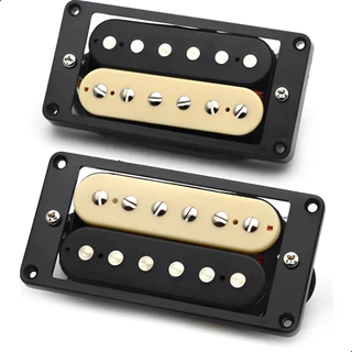 Par Captadores Humbucker Zebra Creme com Preto Para Guitarra para Ponte e Braço Lp Les Paul Sg
