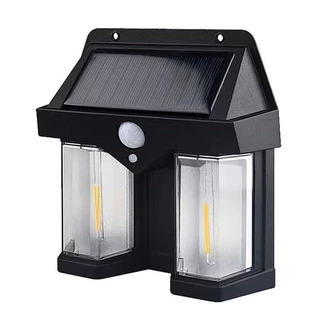 Kit Luminaria Solar LED Lâmpada Dupla De Parede Com Sensor de Presença Movimento IP66 Impermeável