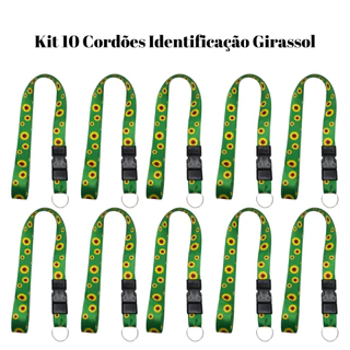 Kit 10 Cordões Identificação Fecho Engate Rápido Girassol