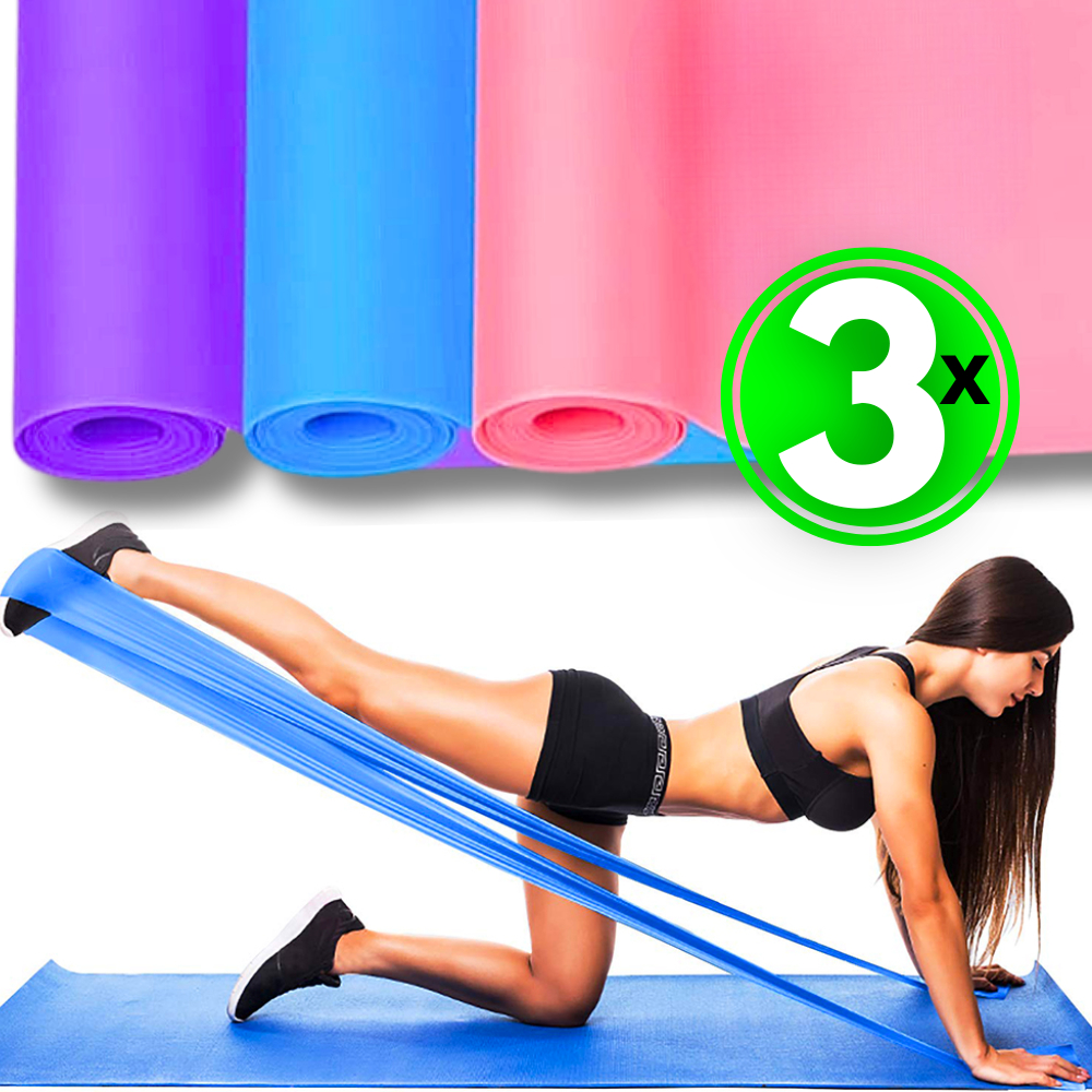 Kit 3 Faixas Elásticas Thera Band Fisioterapia Exercício Elástico de Treino em Casa
