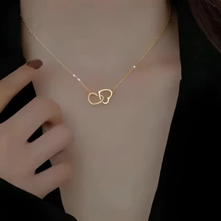 Colar de Coração Duplo de Moda Colar de Coração Presente