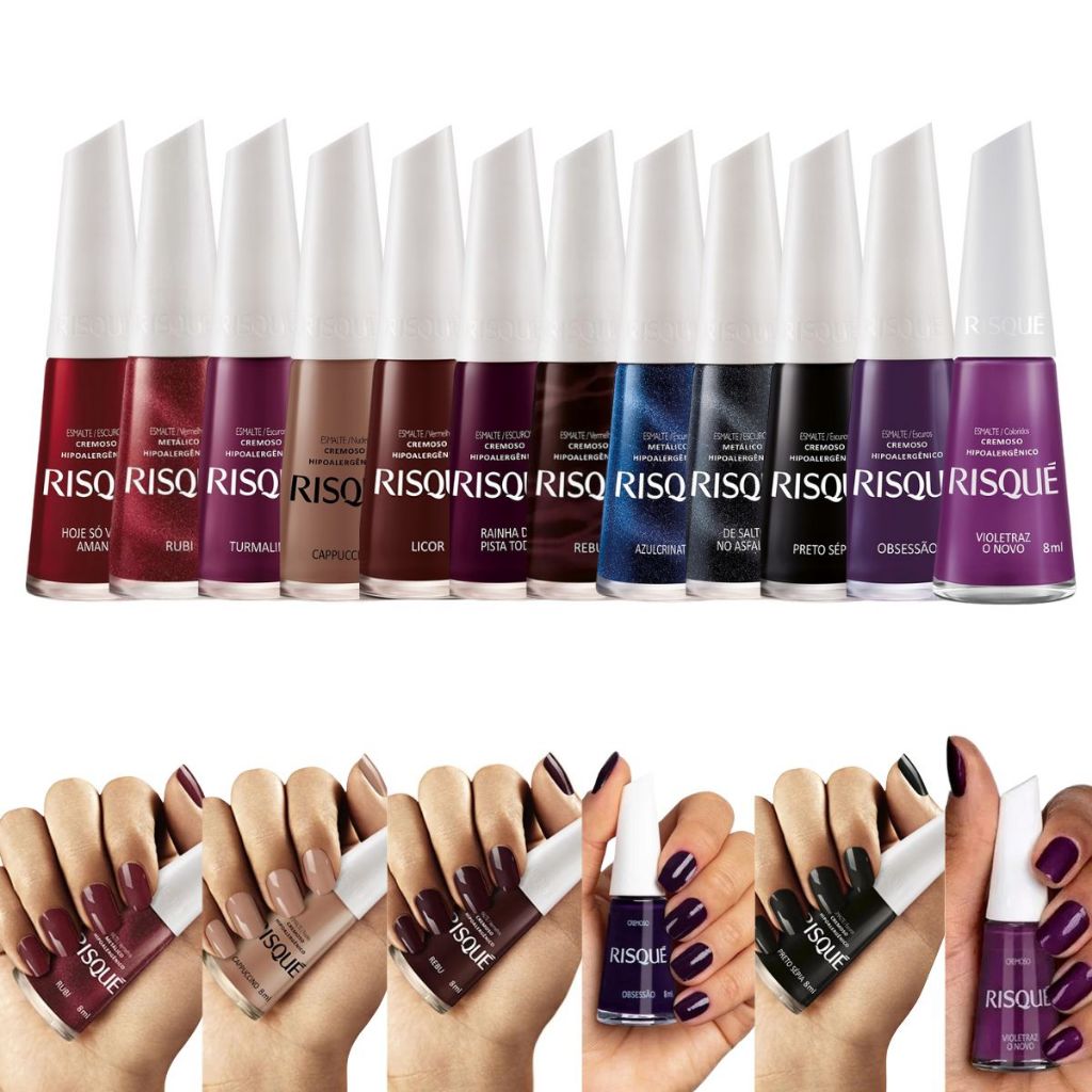 RISQUÉ - KIT 12 DARK ROOM - Esmaltes Tons Fortes Risque | Shopee Brasil