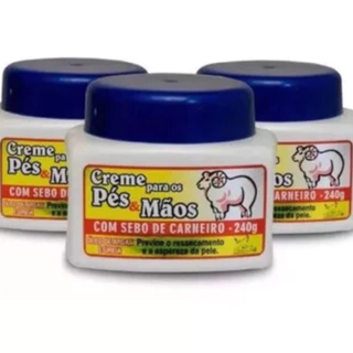 Kit Com 3 Creme Para Os Pés & Mãos Com Sebo de Carneiro 240g San Jully