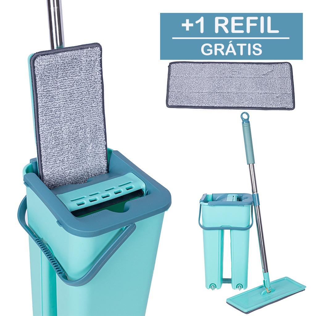 Mop Flat Rodo de Limpeza 3 Litros Com Balde Lava Seca Profissional Com ...