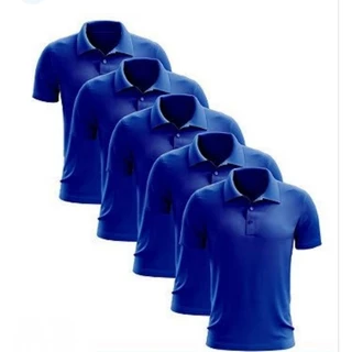 kit 5 camisa gola polo uniforme Lisa sem bolso P ao G3 Piquet poliéster REF-532/543