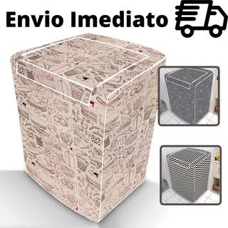 Capa Máquina de Lavar Cinza Bege Branca Preta ou Lavanderia Bege ou Cinza Tamanhos P M G GG Abertura Superior com Zíper