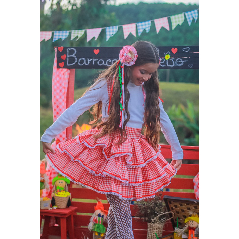 Suspensorio Saia Festa Junina Infantil Saia Com Suspensório