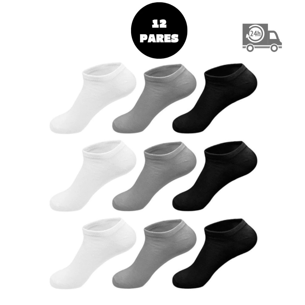 Kit 12 Pares de Meias Soquete Unissex Kit 12 Pares de Meias Soquete Unissex Cano curto