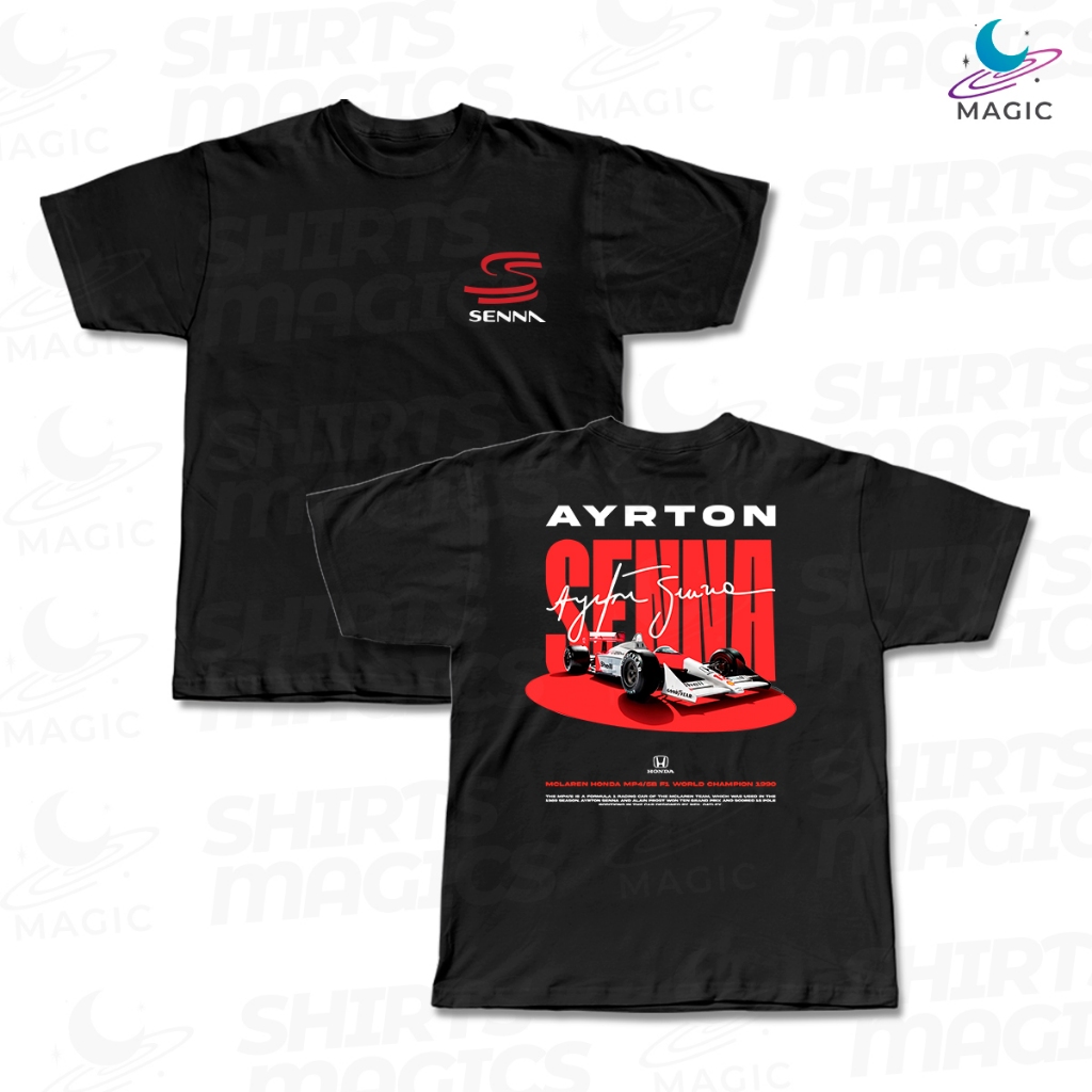 Camiseta Ayrton Senna MP4/4 Frente e verso Unissex 100% Algodão