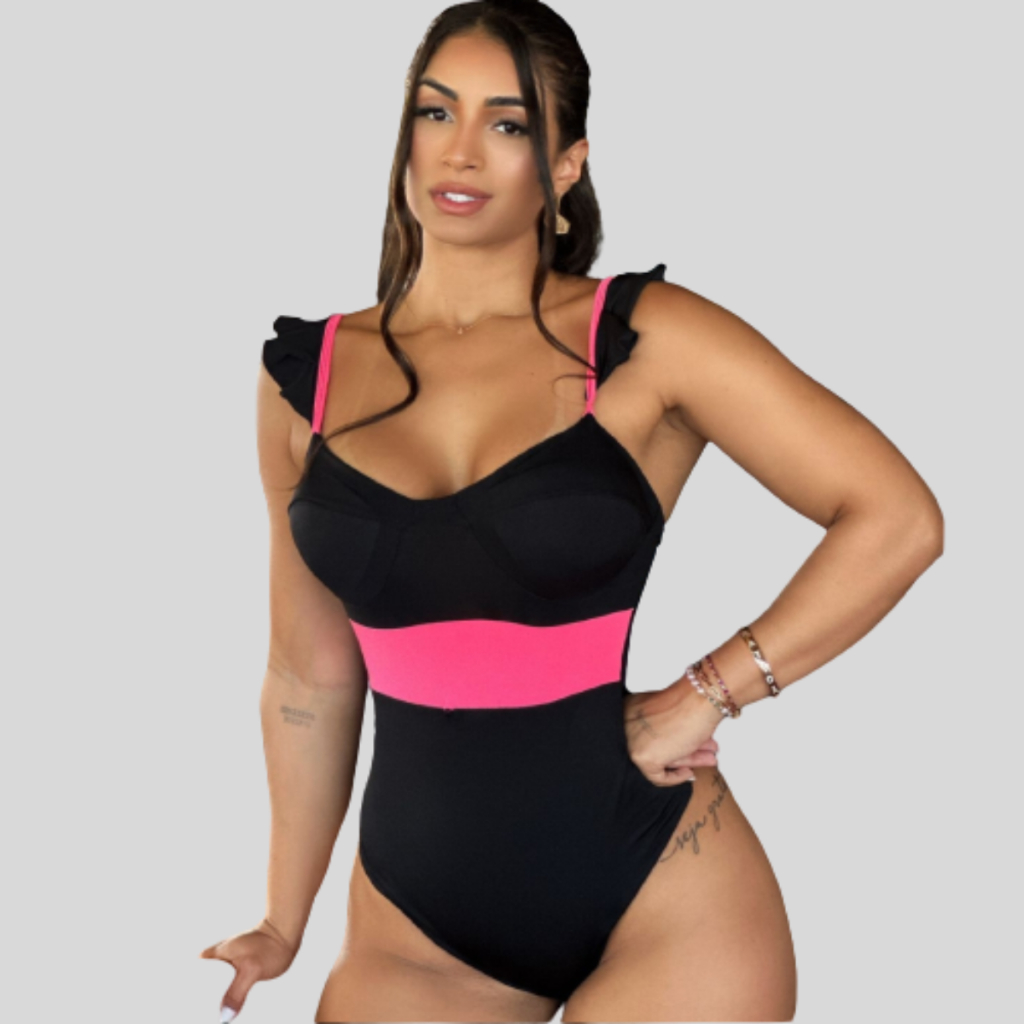 Maiô Body Feminino Praia Engana Mamãe Luxo Com Bojo Tendência Blogueira Biquíni Moda Gringa