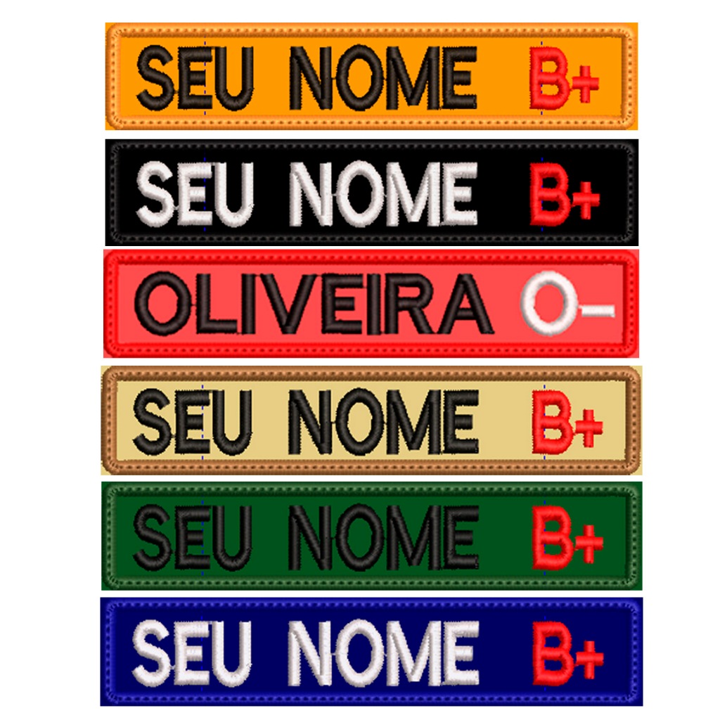 Patch Bordado Tarjeta QRA SEU NOME e TIPO SANGUÍNEO para Fardas ...