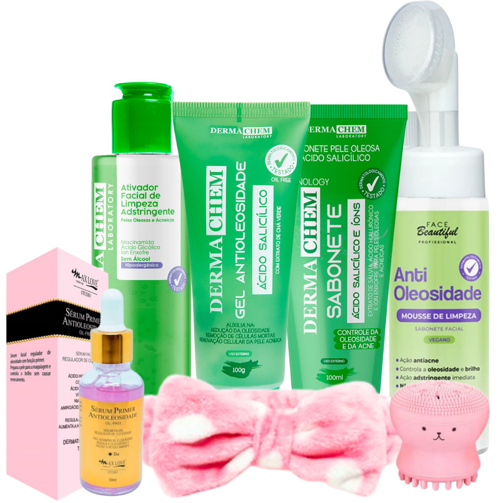 Kit skin care limpeza de pele oleosa completo com ativador de limpeza ...