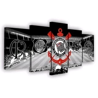 Quadro Decorativo Mosaico 5 Peças Time Corinthians