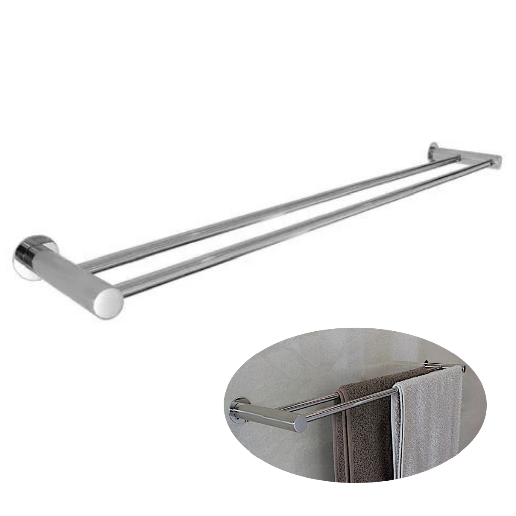 Porta Toalha Duplo Para Banheiro 80cm Inox 304 - Rr1014 | Shopee Brasil