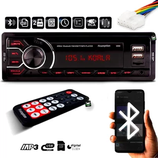 Rádio Som Automotivo Bluetooth USB e Leitor De Cartão SD Carro 1 Din