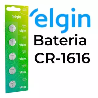 05 Baterias Pilha Botão CR1616 3V Elgin Moeda 1 Cartela (Blister com 5) CR 1616 3 V