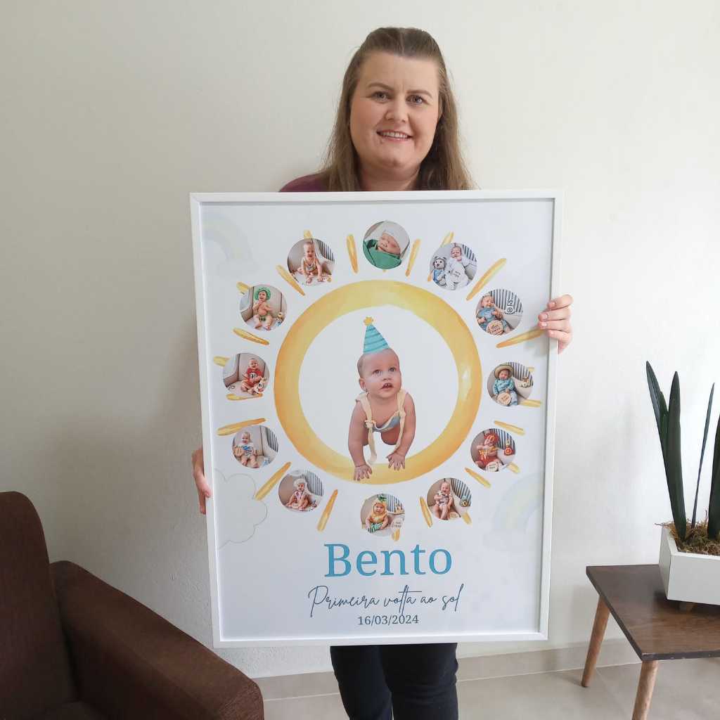 Quadro 1ª Volta ao Sol Personalizado aniversário