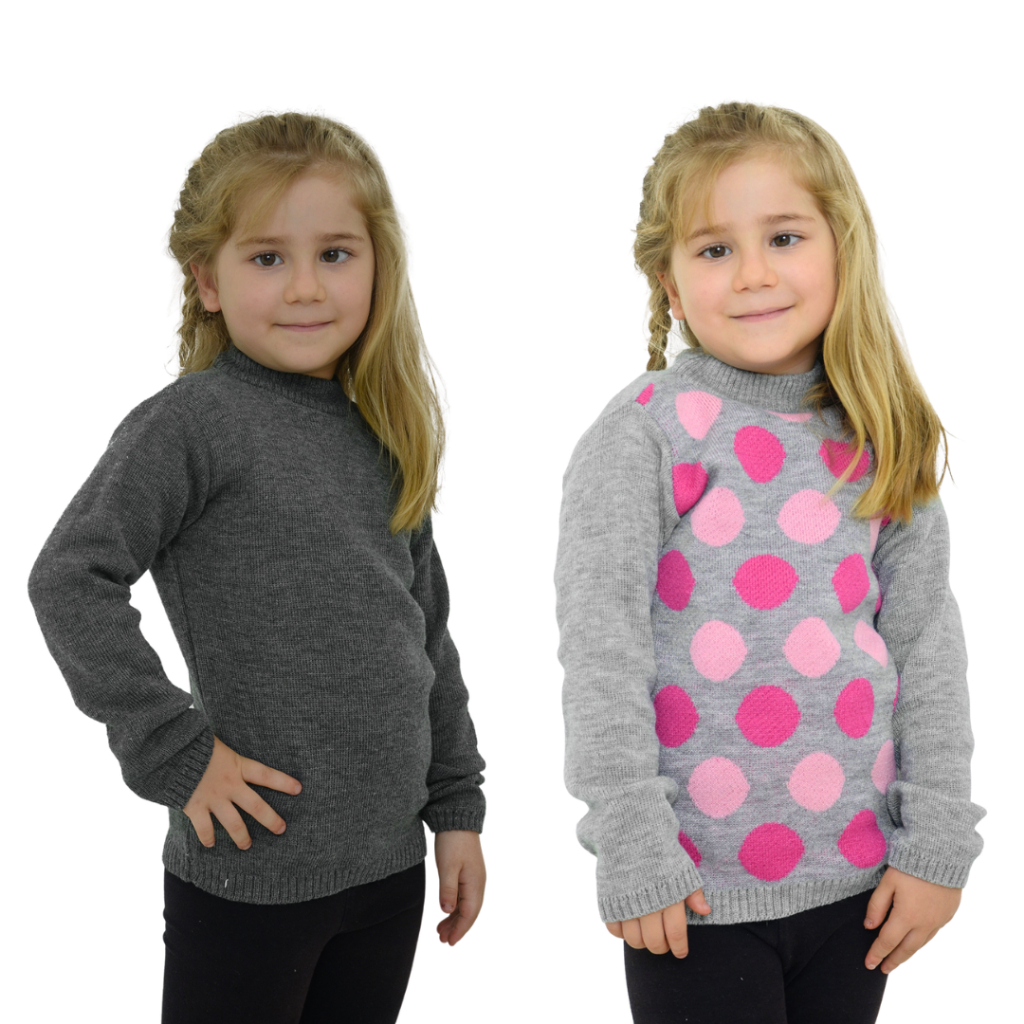 Kit com 2 Blusas de Lã Tricot Premium Infantil Para Menina (1 a 6 Anos)