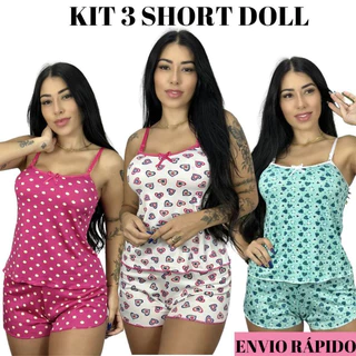 Kit 3 Pijama short dool baby MICRO ESTAMPADO em Oferta na Shopee