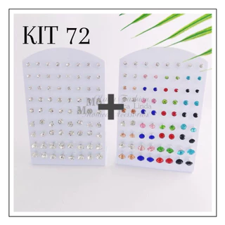 Kit 72 Pares de Brincos Ponto de Luz / Tamanho em ordem Crescente