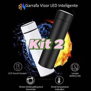 Kit 2 Garrafa Térmica Inox Inteligente Com Medidor De Temperatura Ideal Para Viagens Escritório 500ml