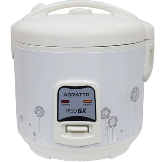 Panela Elétrica De Arroz Agratto Inox Riso + Bandeja Cozi Vapor PA6X Branco