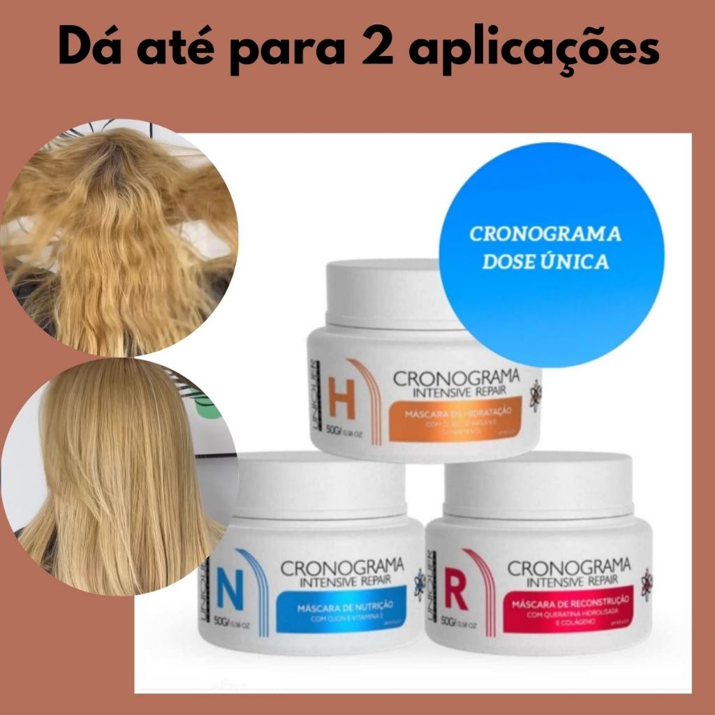 Cronograma Capilar Uniquer P/ Tratamento Pós Química 50 gramas cada ...
