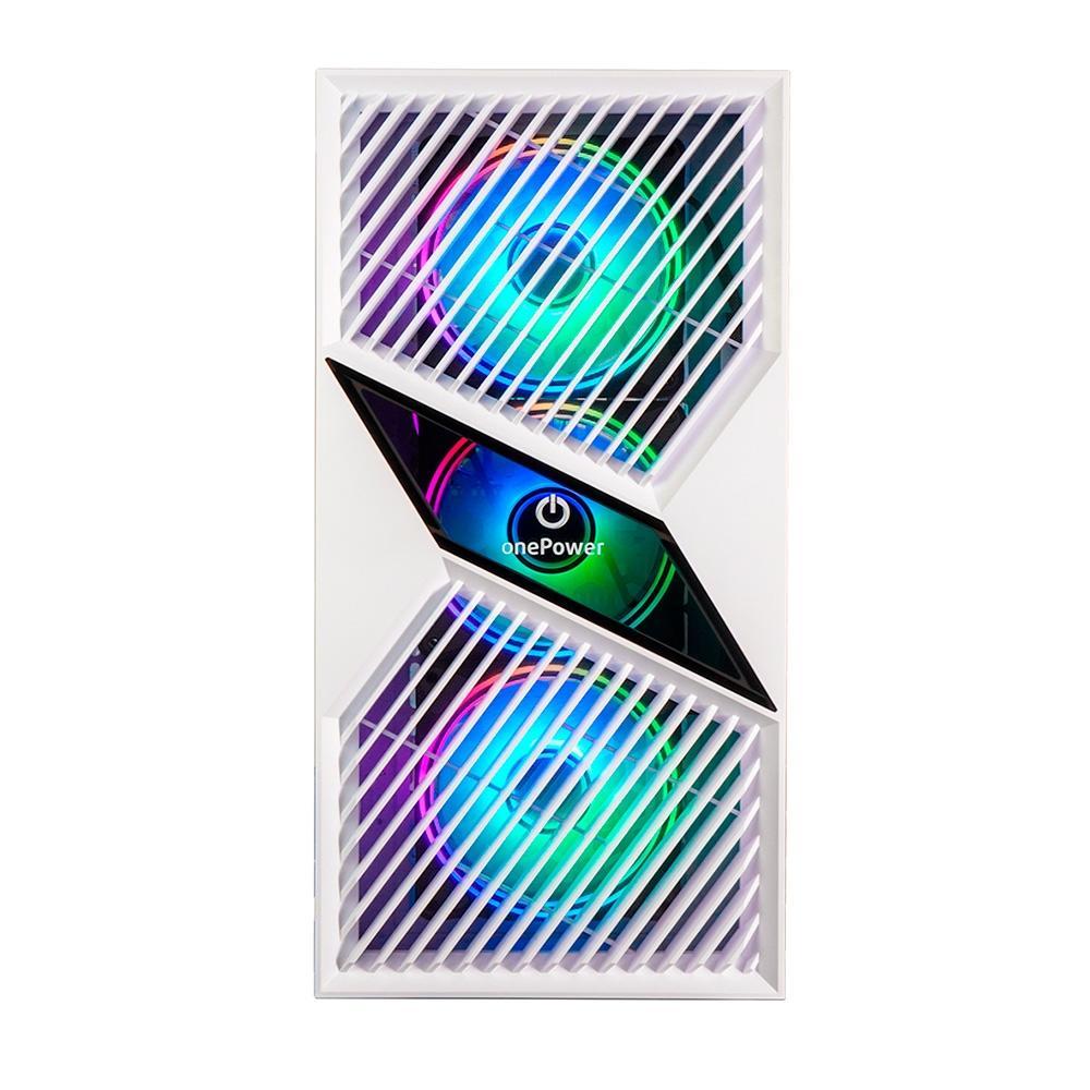 Gabinete Gamer ONE POWER Fractal, Mid Tower, M-ATX, Lateral em Vidro Temperado, Branco - CC-201W - NÃO ACOMPANHA AS FANS