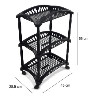Organizador Vertical Triplo Fruteira Preto 3 Andares Cestos Com Rodinhas Arqplast
