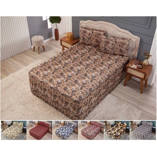 Lençol Luva Casal Padrão Para Cama Box Conjugada Malha Gel Estampada