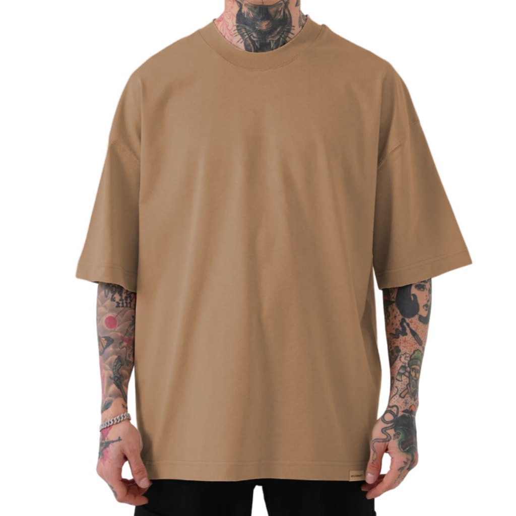 Camiseta Premium Streetwear Marrom Moda Fashion 100% Algodão Oversized Lisa Urban Style