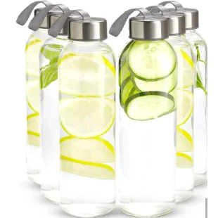Garrafa de Vidro Squeeze Com Capinha Em Neoprene 500Ml Varias Cores Lindas Escritorio Escola Moderna