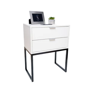 Mesa De Cabeceira Industrial Eco 40 Com 2 Gavetas Base Preta Enviamos Montado