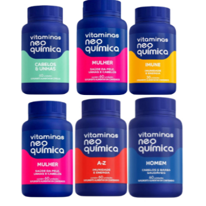 KIT VITAMINAS NEO QUIMICA- 02 MULHER, 01 CABELOS E UNHAS, 01 IMUNE, 01 ...