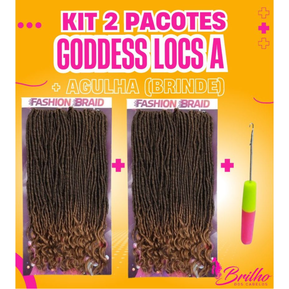 KIT 2 PACOTES GODDESS LOCS A + AGULHA P/ CROCHET BRAID | Shopee Brasil