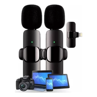 Microfone De Lapela Duplo Sem Fio Entrada Compatível Android e Iphone