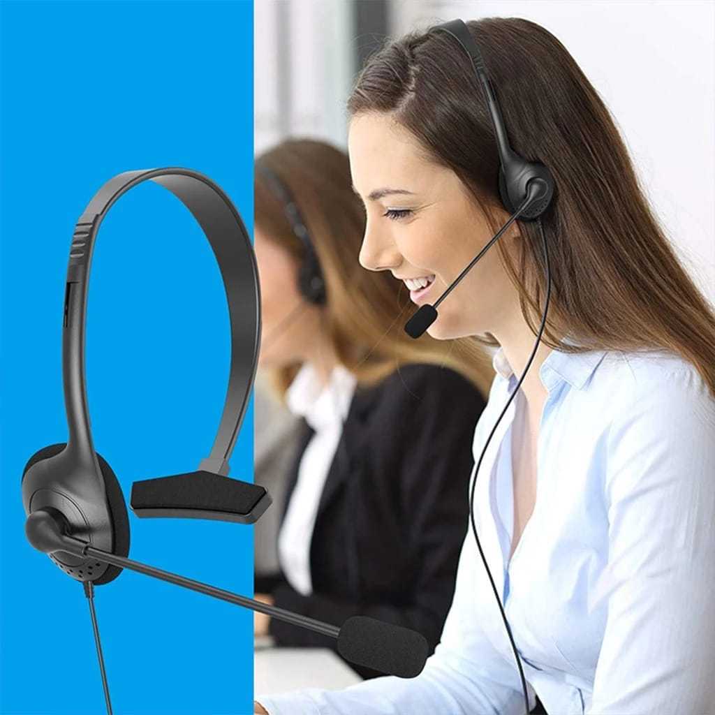 Fone De Ouvido Com Microfone Leve Para Call Center Fio PC/Computador ...