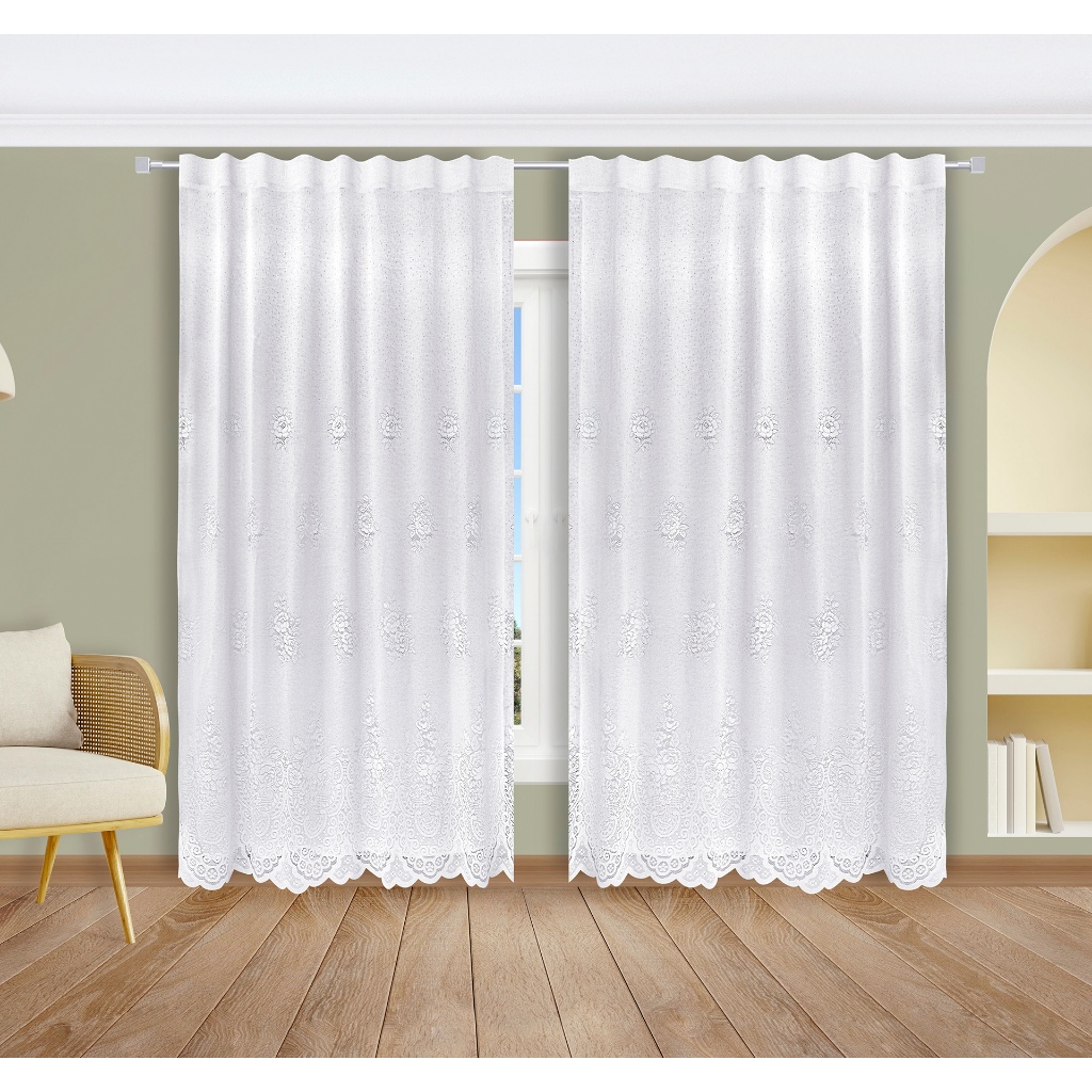 Cortina de Renda com Forro para Trilho | Shopee Brasil