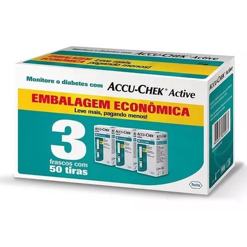 Kit 3x50 Accu-chek Active (150 Tiras Reagentes) Promoção