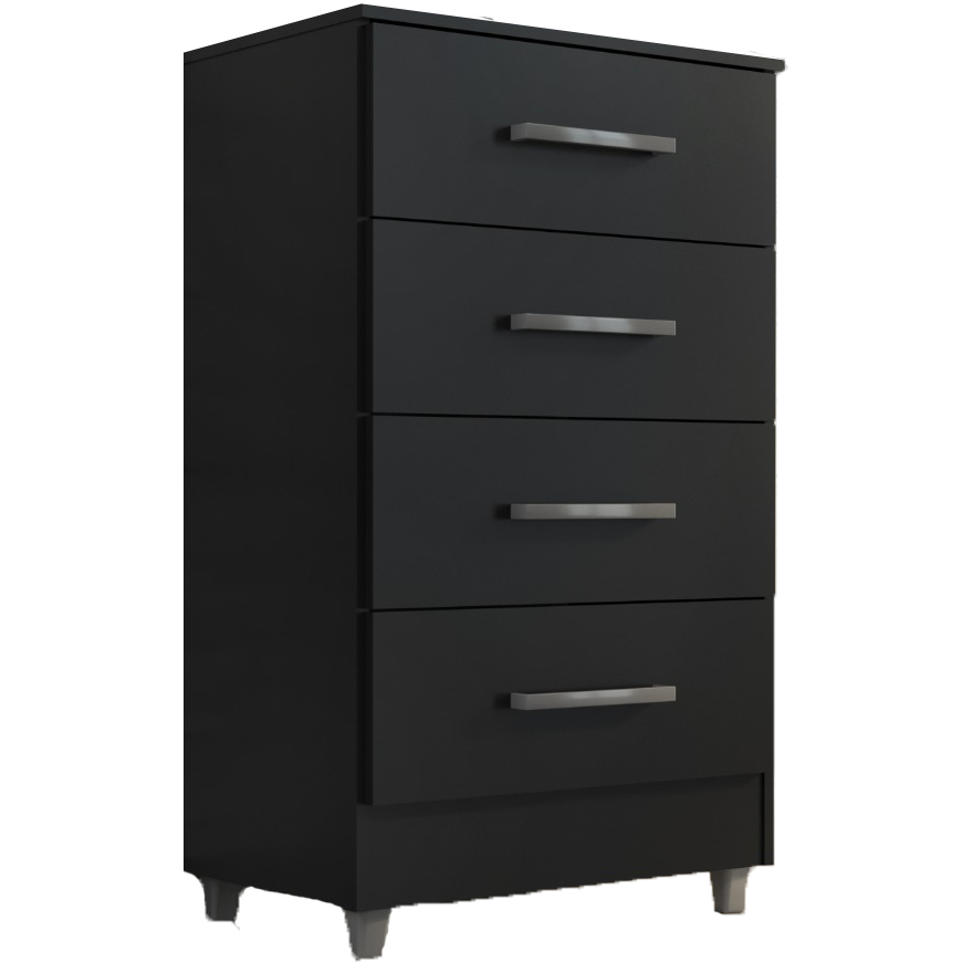 Cômoda Armario Gabinete Flavia com 4 Gavetas Quarto Escritório Preto Onix Cômoda