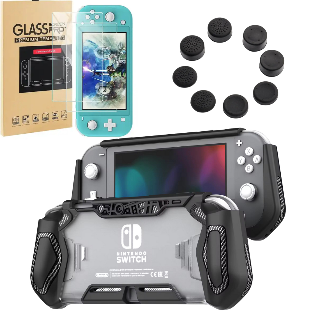 Case Capa Tpu para Nintendo Switch Lite + Película de vidro + 4 Grips